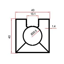 Montant patrat cu un singur canal 40 x 40 din aluminiu eloxat